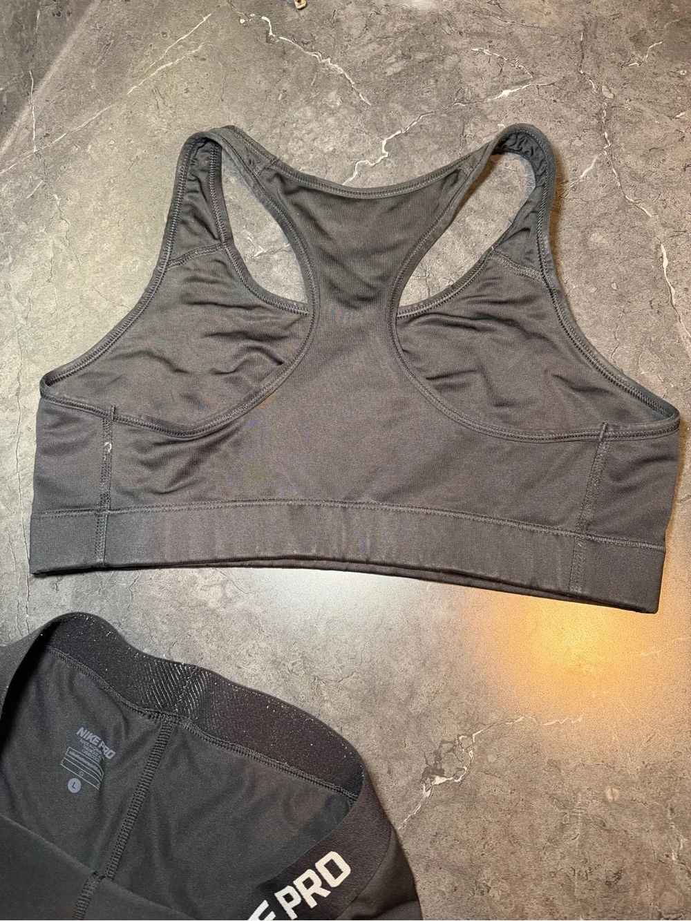 Nike Pro black athletic sports bra and shorts set in size L